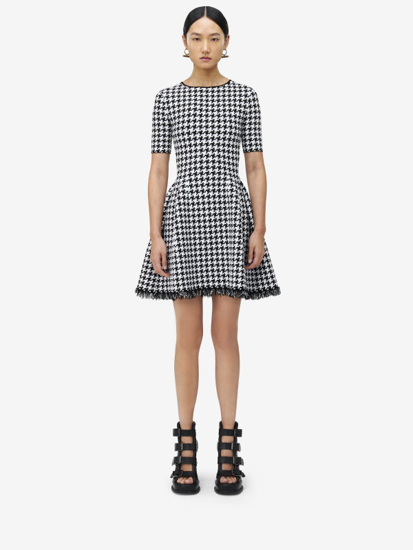ALEXANDER MCQUEEN - Houndstooth Mini Dress - Item 829320Q1BDB1080